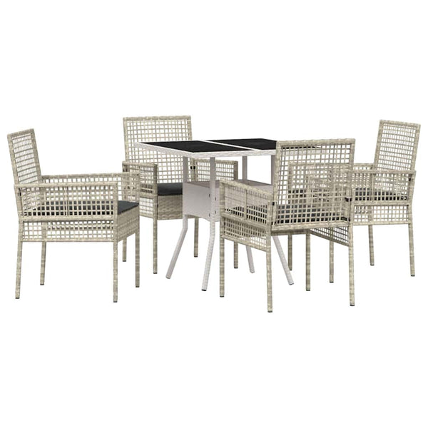 Garten Essgruppe 5-teilig Hellgrau Poly-Rattan
