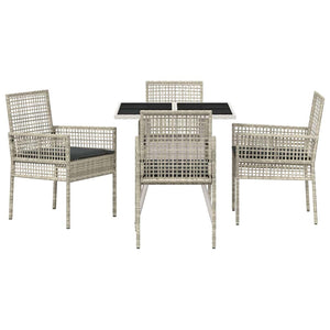 Garten Essgruppe 5-teilig Hellgrau Poly-Rattan