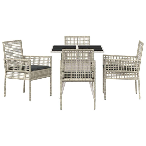 Garten Essgruppe 5-teilig Hellgrau Poly-Rattan