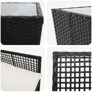 Schwarzes Poly-Rattan Garten Bistro Set 3-teilig