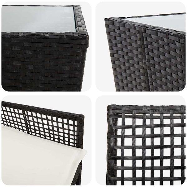 Schwarzes Poly-Rattan Garten Bistro Set 3-teilig