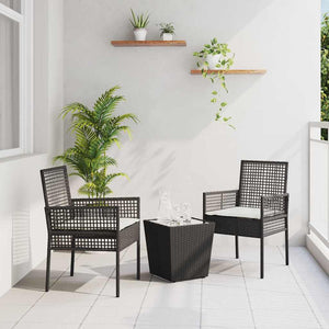 Schwarzes Poly-Rattan Garten Bistro Set 3-teilig