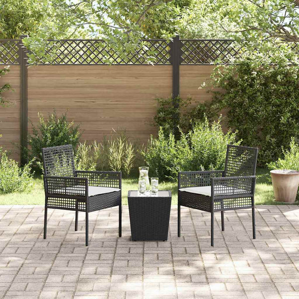 Schwarzes Poly-Rattan Garten Bistro Set 3-teilig