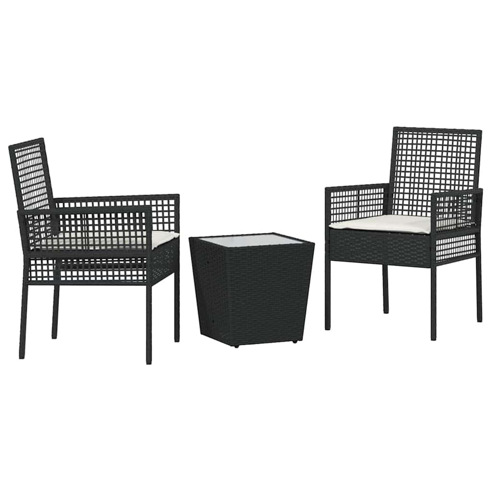 Schwarzes Poly-Rattan Garten Bistro Set 3-teilig