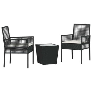 Schwarzes Poly-Rattan Garten Bistro Set 3-teilig