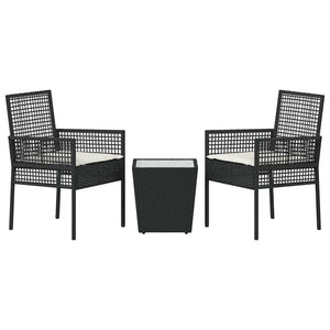 Schwarzes Poly-Rattan Garten Bistro Set 3-teilig