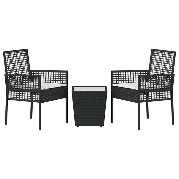 Schwarzes Poly-Rattan Garten Bistro Set 3-teilig