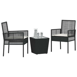 Schwarzes Poly-Rattan Garten Bistro Set 3-teilig