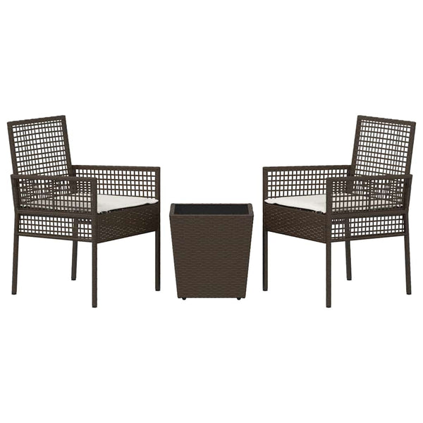 Garten Bistro Set 3-teilig Braun Rattan