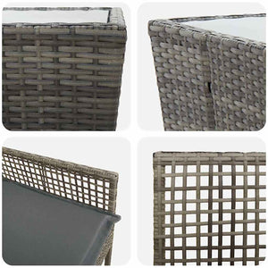 Garten Bistro Set Grau Poly-Rattan 3-teilig