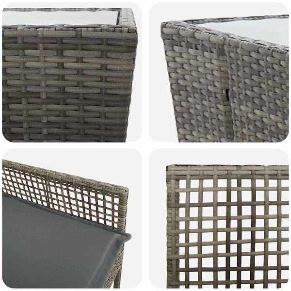 Garten Bistro Set Grau Poly-Rattan 3-teilig