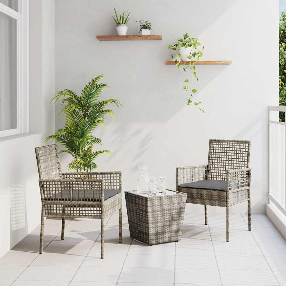 vidaXL Ensemble de bistro de jardin 3 pièces résine tressée gris