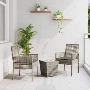 Garten Bistro Set Grau Poly-Rattan 3-teilig