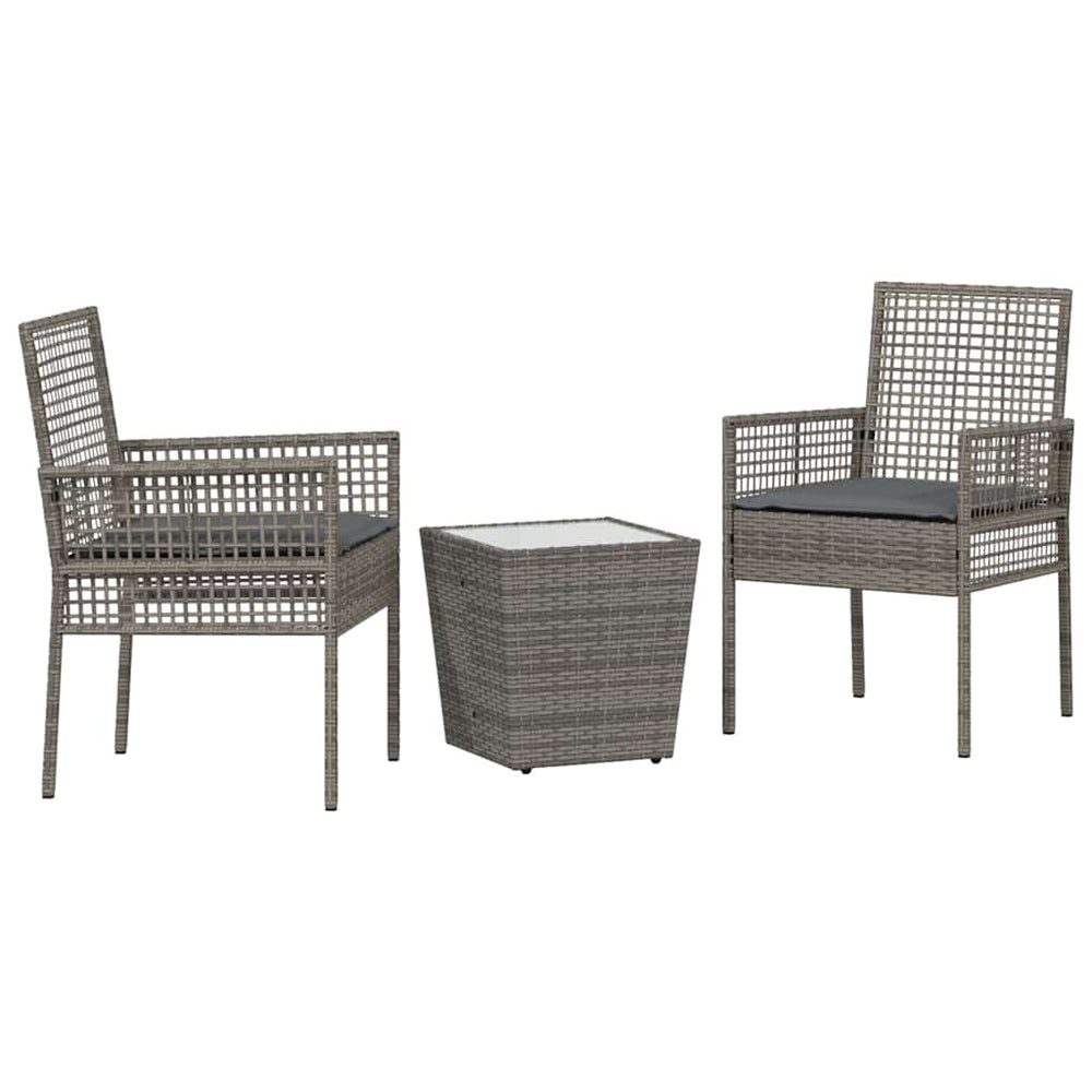 vidaXL Ensemble de bistro de jardin 3 pièces résine tressée gris