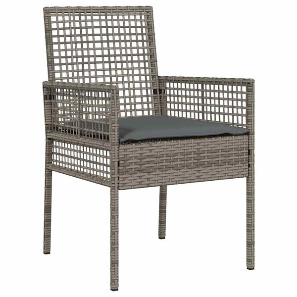Garten Bistro Set Grau Poly-Rattan 3-teilig