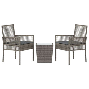 Garten Bistro Set Grau Poly-Rattan 3-teilig