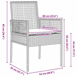 Garten Bistro Set Grau Poly-Rattan 3-teilig