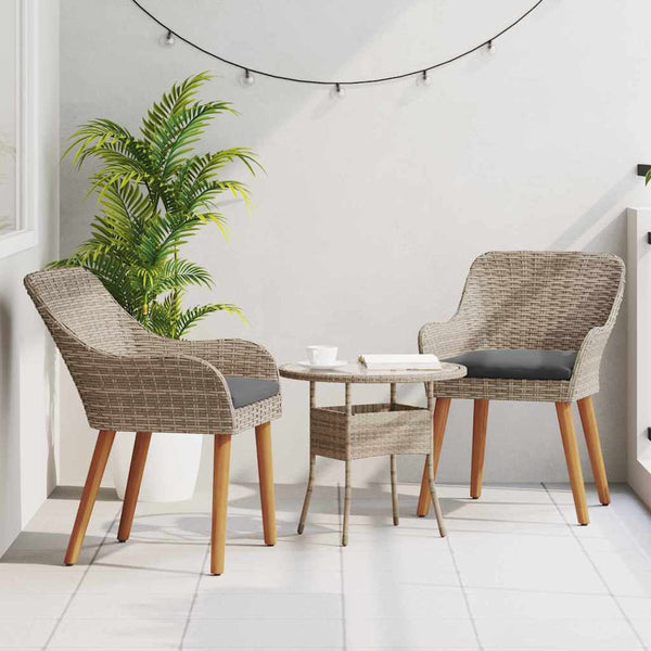 Poly-Rattan Gartenstühle 2er Set Schwarz