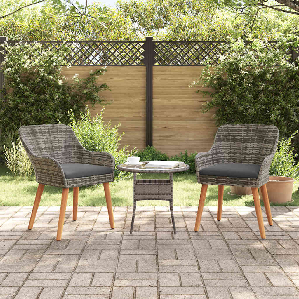 Gartenstuhl mit Kissen, 2er Set Grau