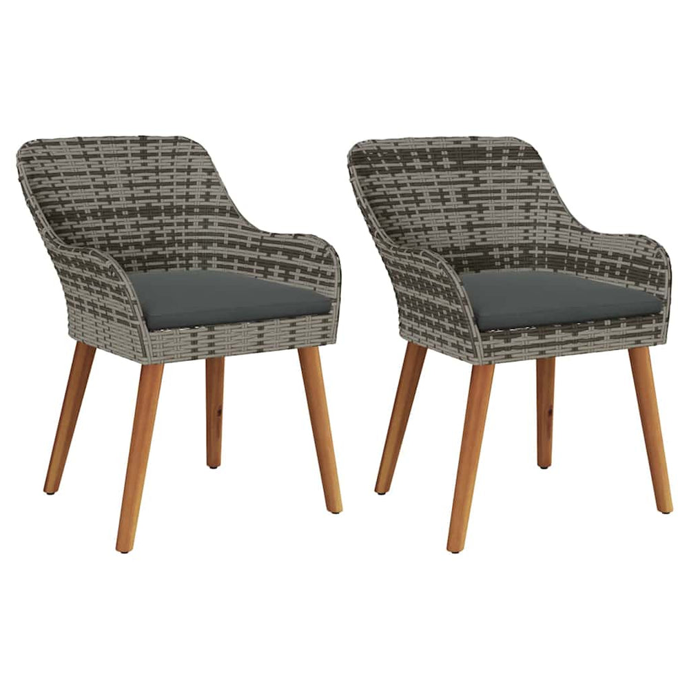 vidaXL Chaises de jardin avec coussins 2 pcs Gris 62,5 x 55 x 82 cm Résine tressée