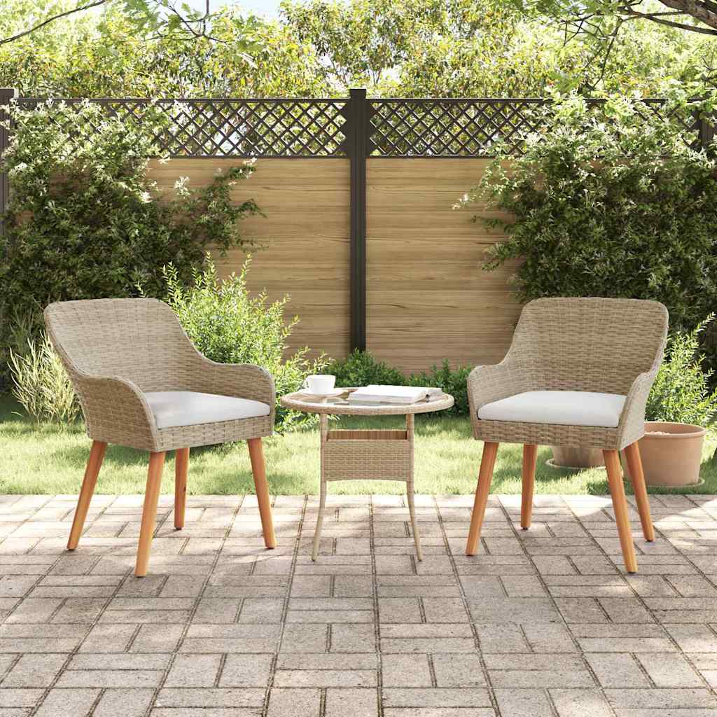 Gartenstuhl 2er Set Beige Poly-Rattan