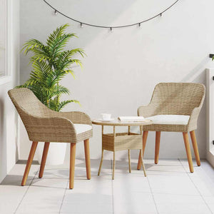 Gartenstuhl 2er Set Beige Poly-Rattan