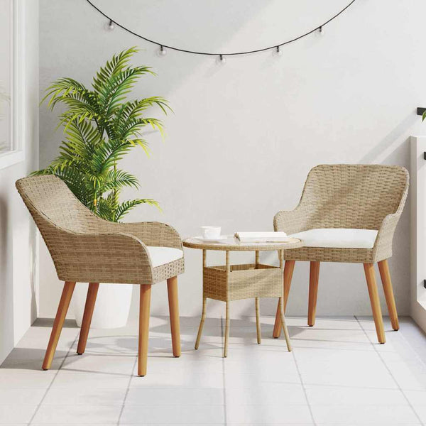 Gartenstuhl 2er Set Beige Poly-Rattan
