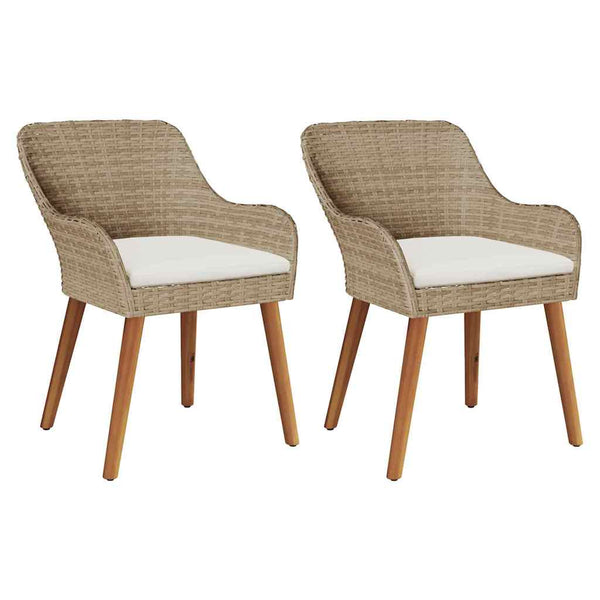 Gartenstuhl 2er Set Beige Poly-Rattan