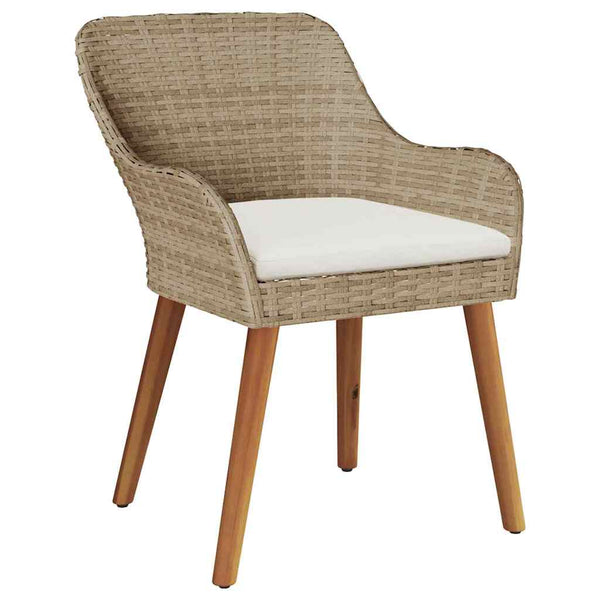 Gartenstuhl 2er Set Beige Poly-Rattan