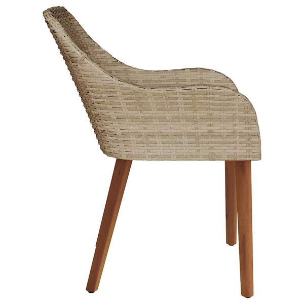 Gartenstuhl 2er Set Beige Poly-Rattan