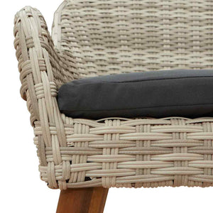 Gartenstuhl 2er Set Hellgrau Poly-Rattan