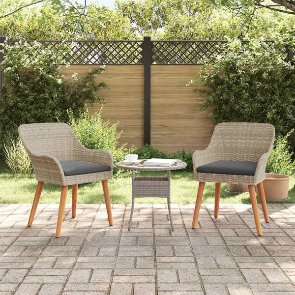 Gartenstuhl 2er Set Hellgrau Poly-Rattan