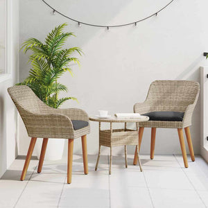 Gartenstuhl 2er Set Hellgrau Poly-Rattan