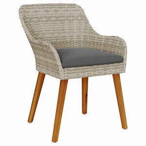 Gartenstuhl 2er Set Hellgrau Poly-Rattan