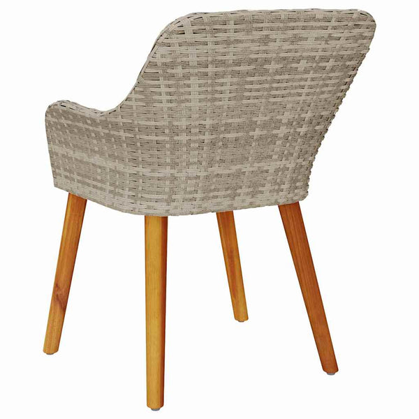 Gartenstuhl 2er Set Hellgrau Poly-Rattan