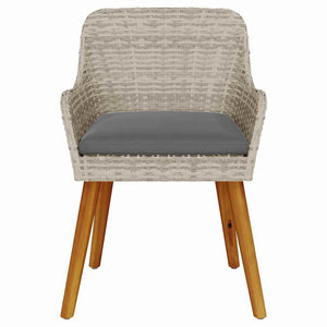 Gartenstuhl 2er Set Hellgrau Poly-Rattan
