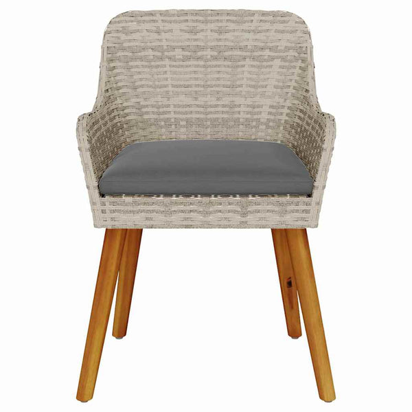 Gartenstuhl 2er Set Hellgrau Poly-Rattan