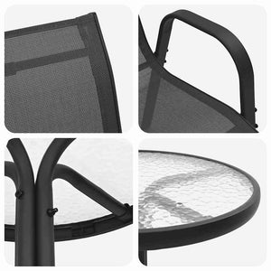 Garten Bistro Set 3-teilig Schwarz Stahl