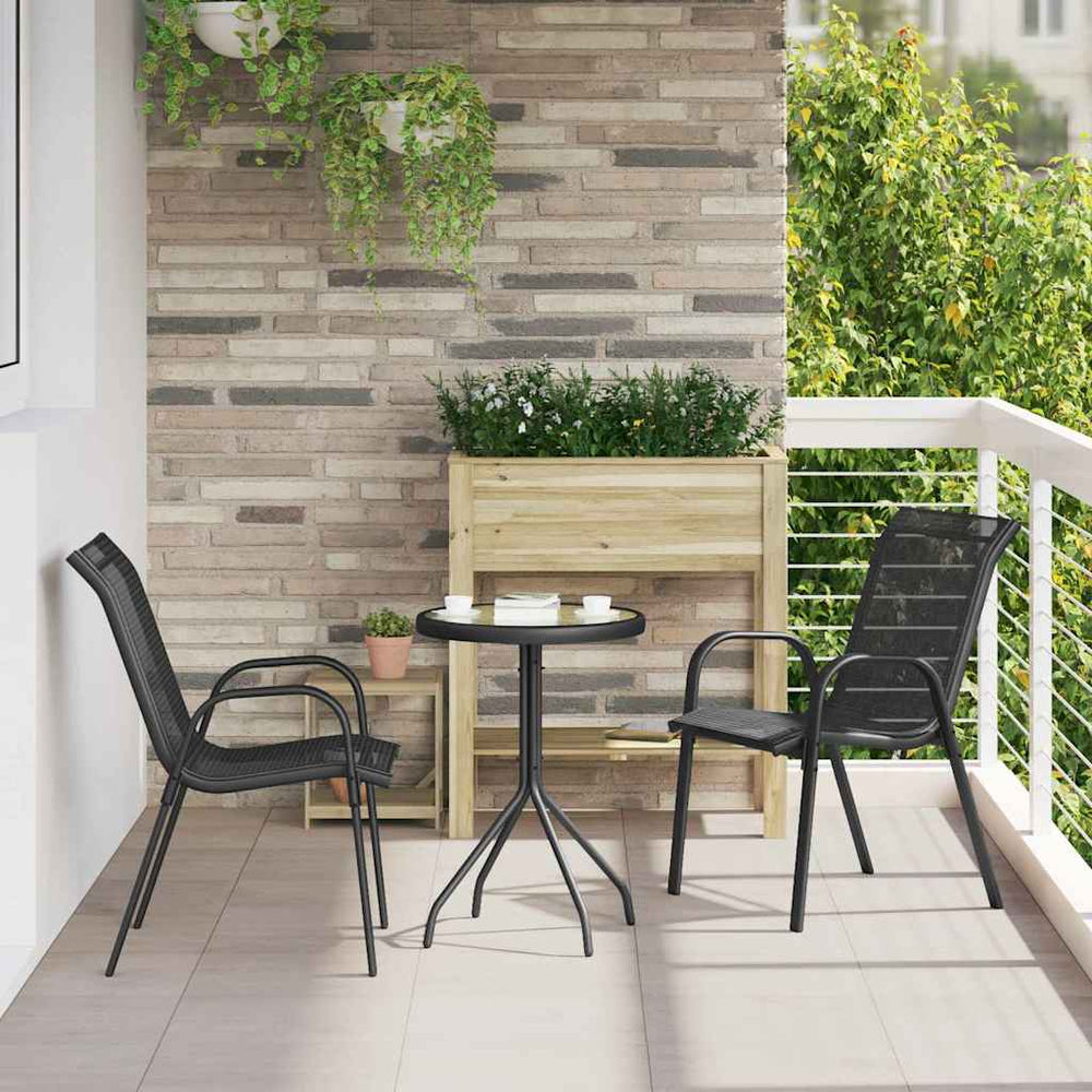 vidaXL Ensemble de bistro de jardin 3 pcs Acier noir