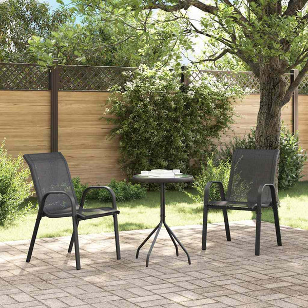 Garten Bistro Set 3-teilig Schwarz Stahl