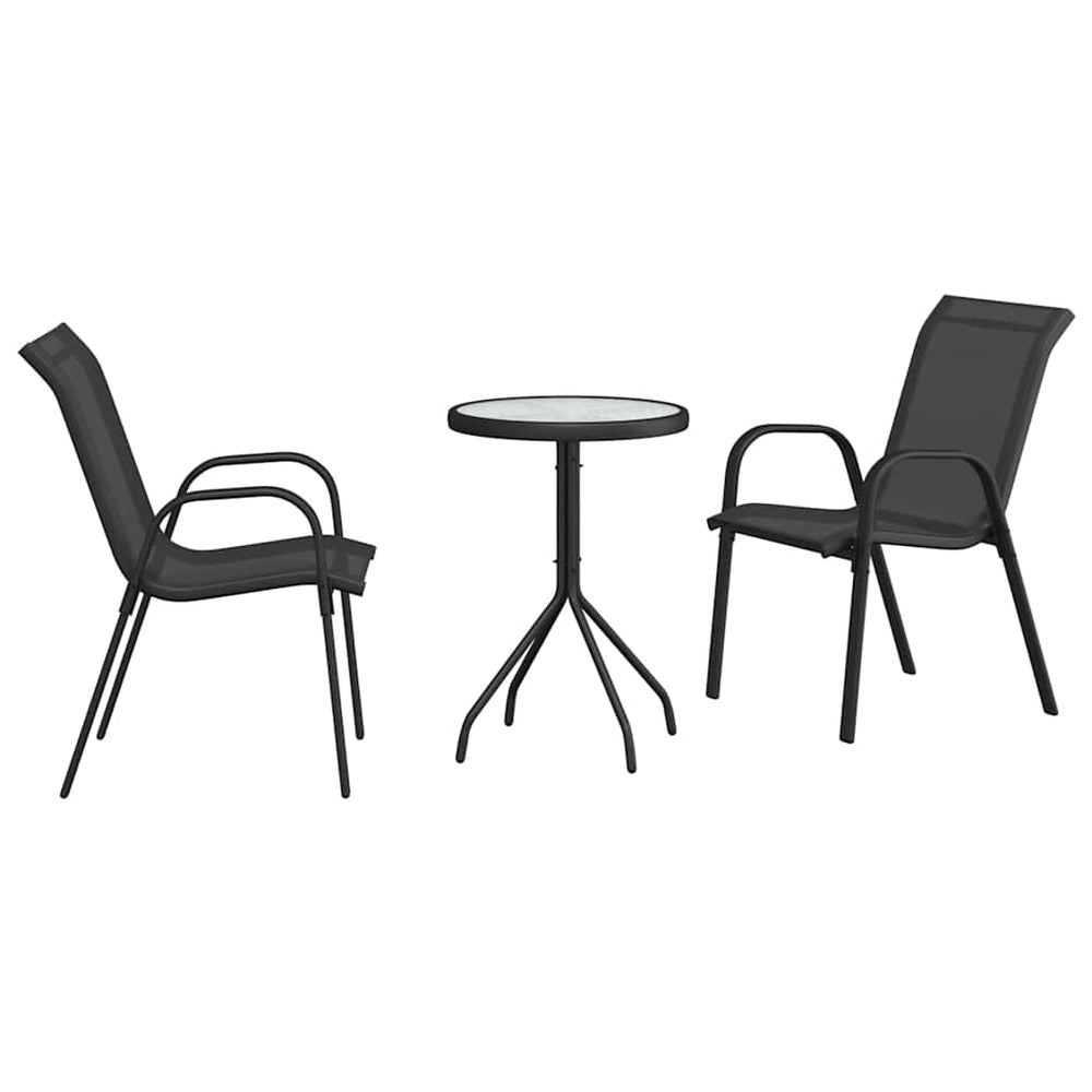 vidaXL Ensemble de bistro de jardin 3 pcs Acier noir