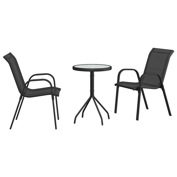 Garten Bistro Set 3-teilig Schwarz Stahl