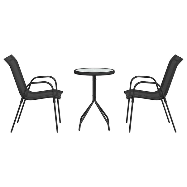 Garten Bistro Set 3-teilig Schwarz Stahl