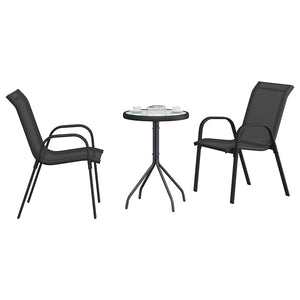 Garten Bistro Set 3-teilig Schwarz Stahl