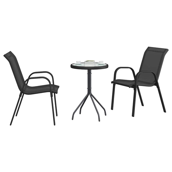 Garten Bistro Set 3-teilig Schwarz Stahl