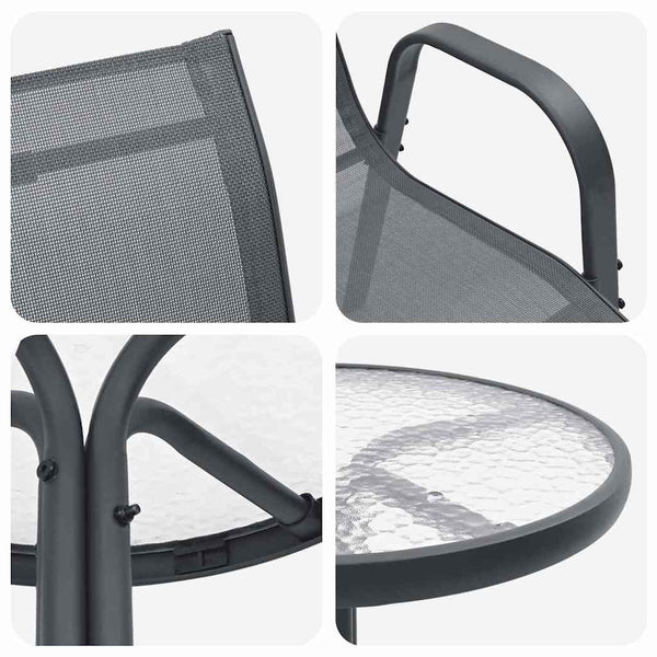 Garten Bistro Set 3-teilig Grau Stahl