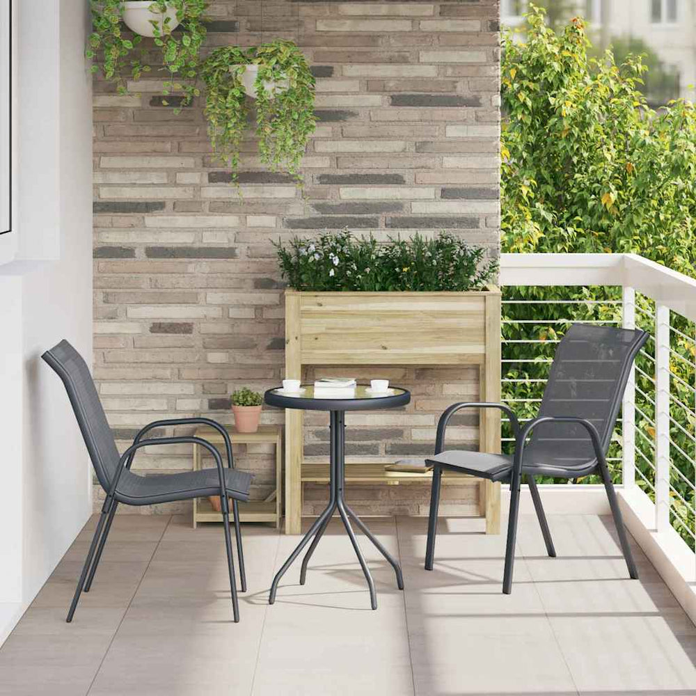 Garten Bistro Set 3-teilig Grau Stahl