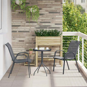 Garten Bistro Set 3-teilig Grau Stahl
