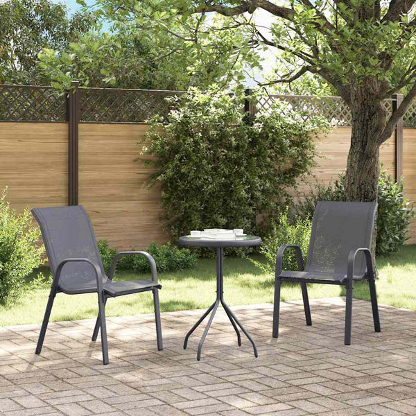 Garten Bistro Set 3-teilig Grau Stahl