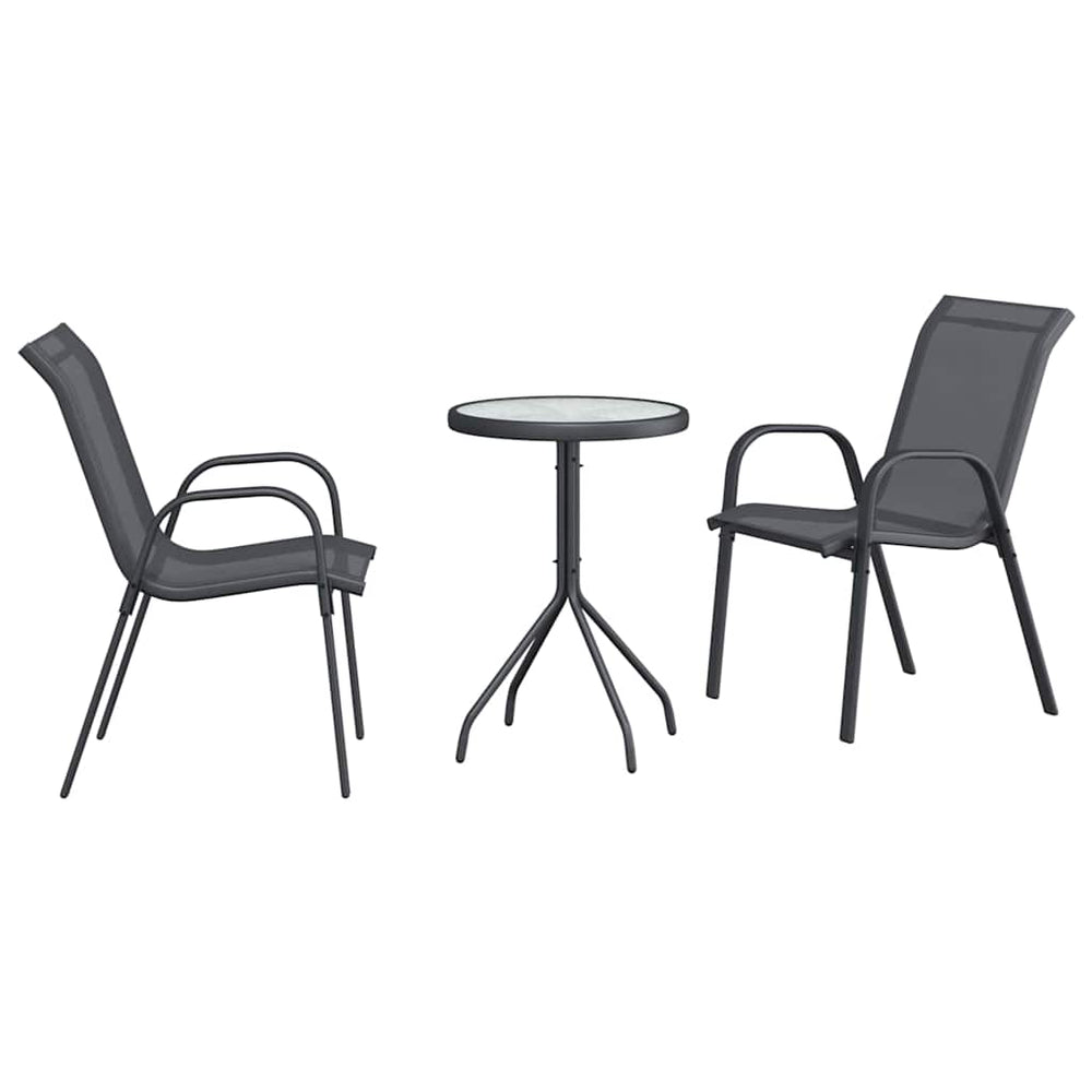 Garten Bistro Set 3-teilig Grau Stahl